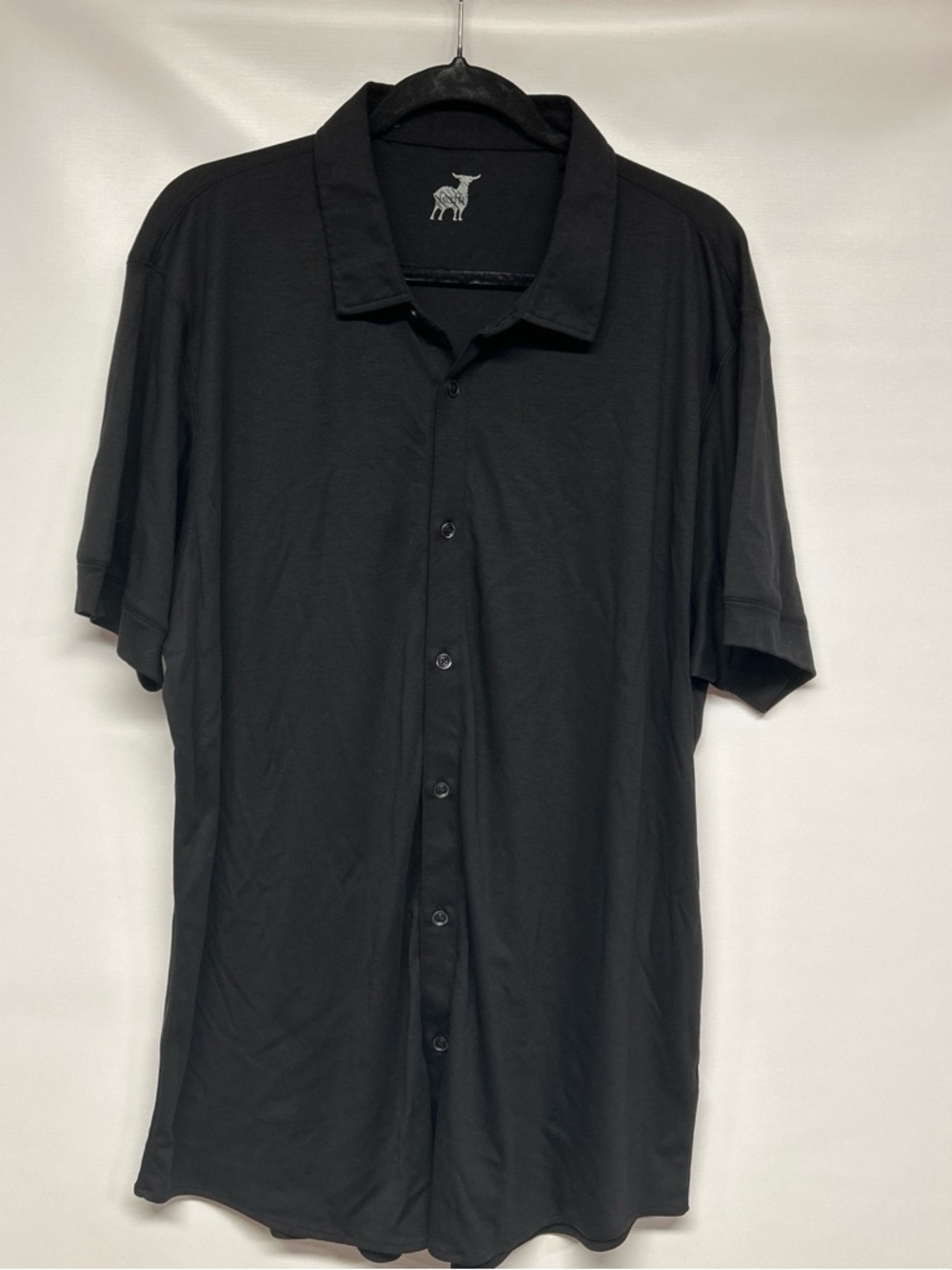 Raffi Black Short-Sleeve Button-Down Polo tees